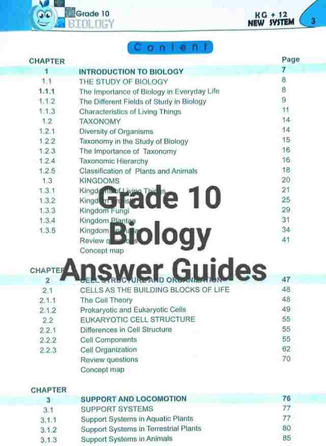 Grade_10 Biology Answers